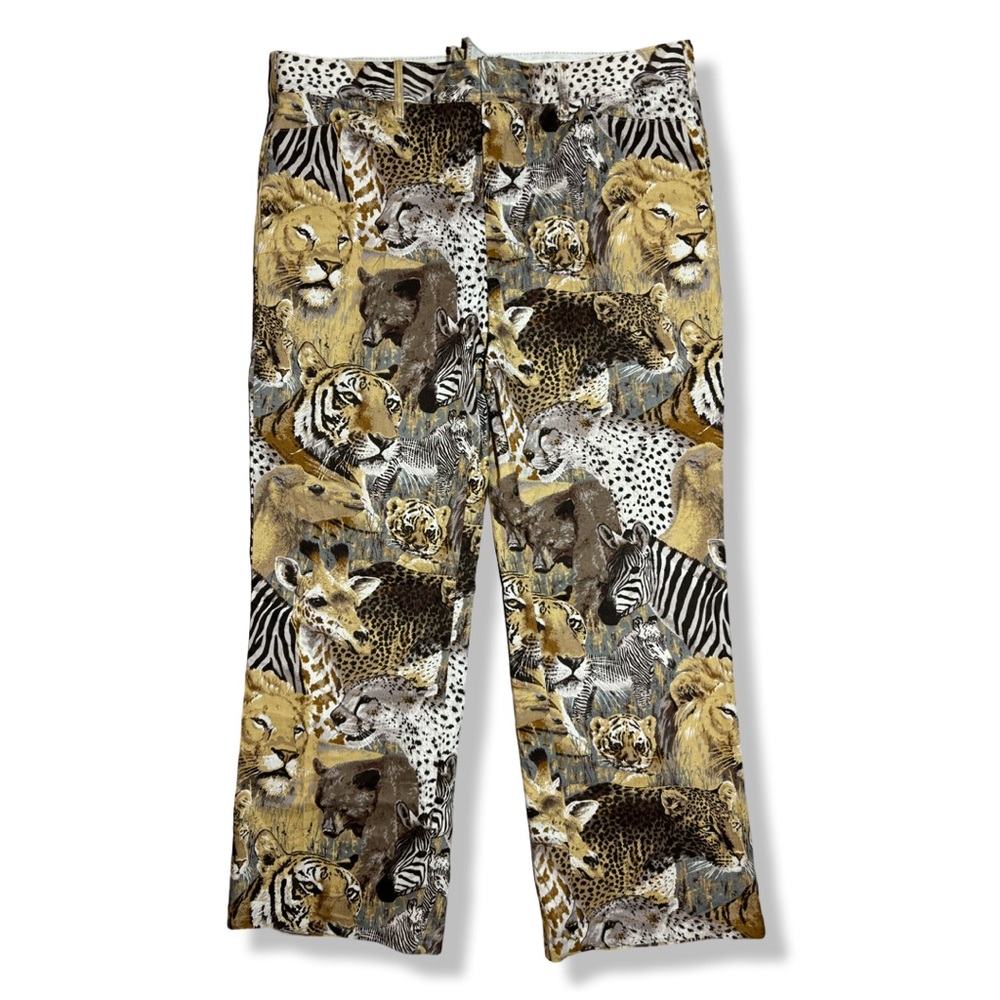 Wildlife Safari Print Men's Chinos Vintage Bob Allen AOP All Over Print 1980s